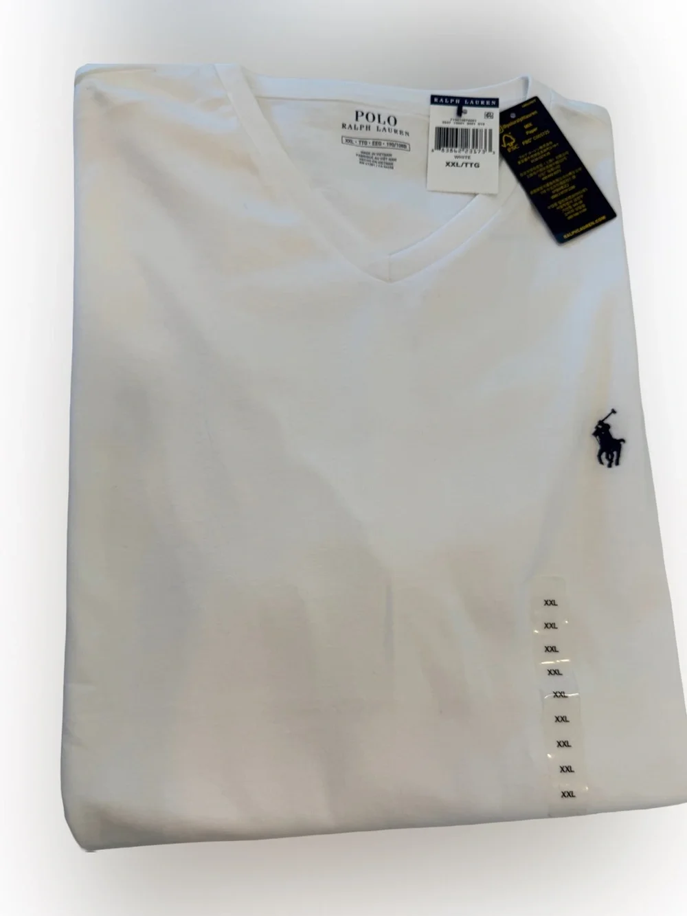 Polo Ralph Lauren Men’s V-Neck Tee Shirt White Sz XXL NWT